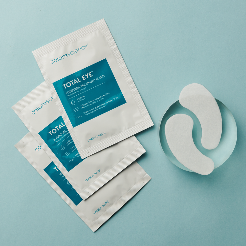 total eye hydrogel masks in packaging and one paid of mask outside of packaging || all