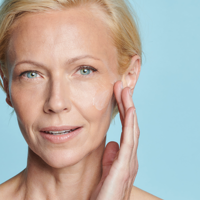 face of female model after applying even up serum  || all