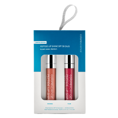 Peptide Lip Shine SPF 30 Duo in carton Plum + Savanna || all