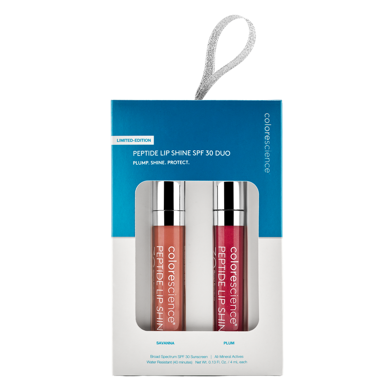 Peptide Lip Shine SPF 30 Duo in carton Plum + Savanna || all
